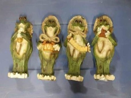 Lawn Ornament  Set of 4 Frogs playing instruments