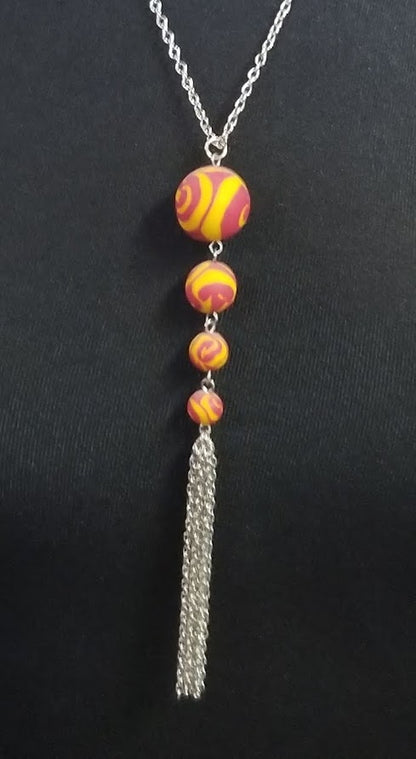 Jewelry - 4 Bead Pendent with Tassel Necklace - Choice of Viva Beads Colors - Limited Quantities