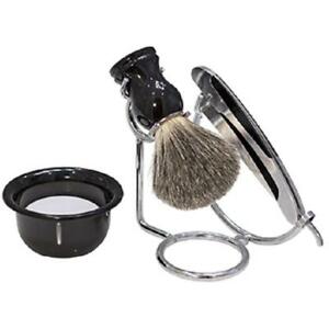 Kingsley Shave Set -Black and Silver Handles, Soap and Stand SB-652