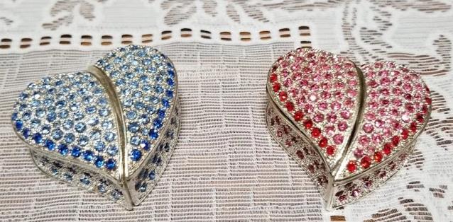 Blue and Red Heart Trinket Jewelry Box- NEW!