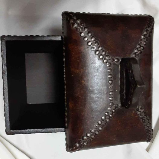 Box - Covered decorative dark brown box