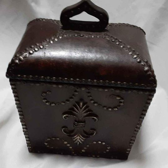 Box - Covered decorative dark brown box