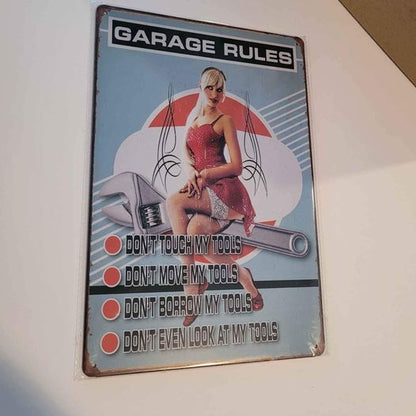 Art - Garage Rules metal sign