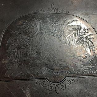 Vintage Silver Tray with markings tiger c1870