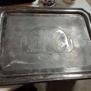 Vintage Silver Tray with markings tiger c1870