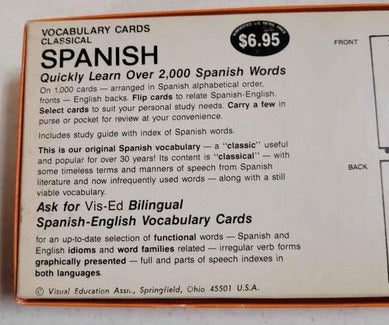 Educational Toys - Spanish Vocabulary Cards
